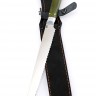 Нож Хлебный кованая сталь 95x18 рукоять зеленая карельская береза цельнометаллический 