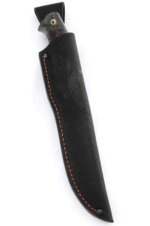 Нож Берсерк S390 рукоять вставка зуб мамонта, кап клена черный 