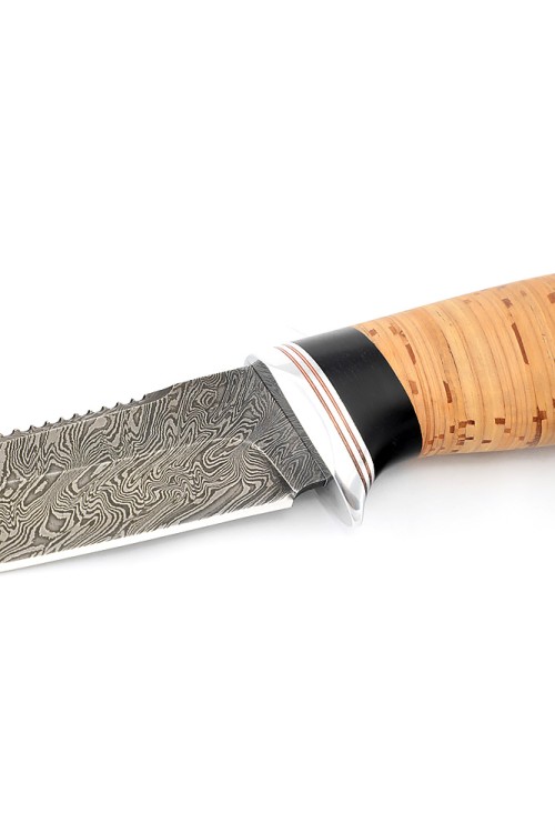 Нож Белуга сталь дамаск рукоять береста 