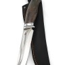 Нож Бекас сталь кованая 95Х18, фигурные долы, рукоять карельская береза коричневая 