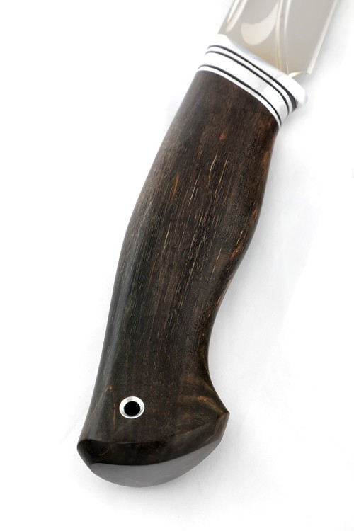 Нож Бекас сталь кованая 95Х18, фигурные долы, рукоять карельская береза коричневая 