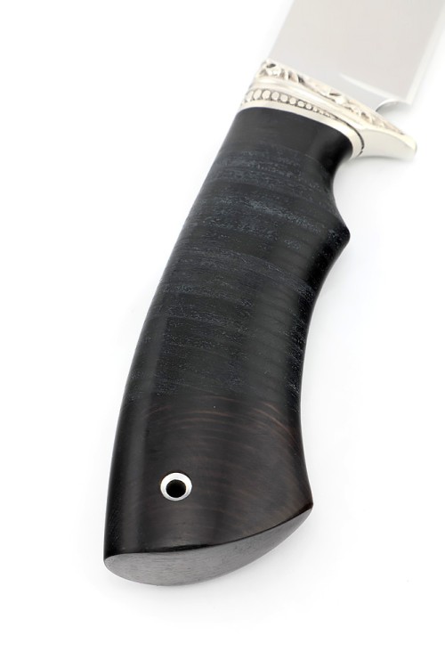 Нож Секач сталь кованая Х12МФ рукоять мельхиор наборная кожа 