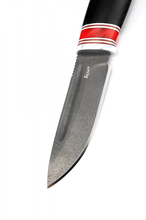 Нож Малыш сталь булат рукоять вставка акрил красный черный граб 