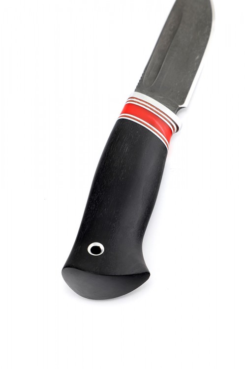 Нож Малыш сталь булат рукоять вставка акрил красный черный граб 