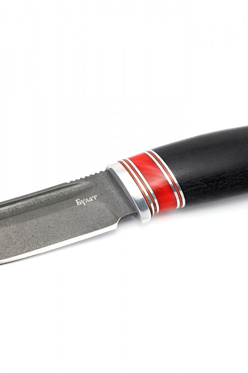 Нож Малыш сталь булат рукоять вставка акрил красный черный граб 