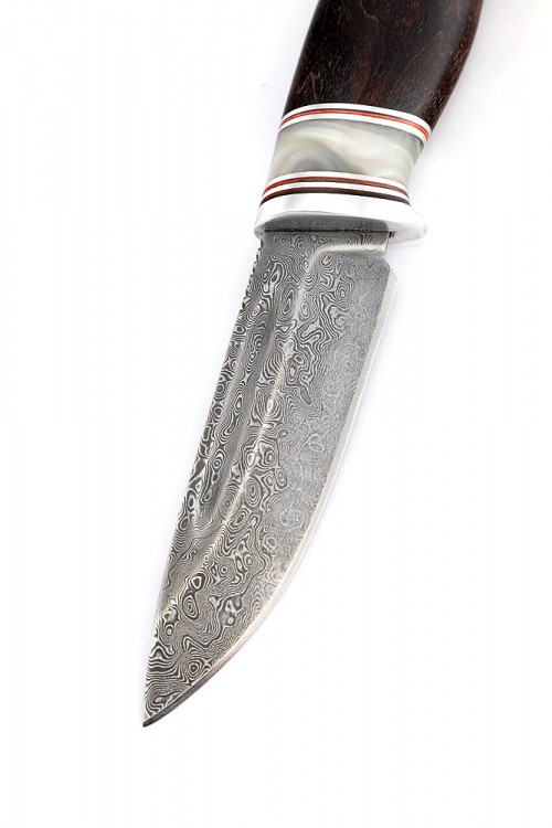 Нож Малыш сталь нержавеющий дамаск рукоять белый акрил чёрный граб ФОРМОВАНЫЕ НОЖНЫ 