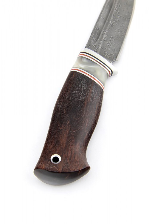 Нож Малыш сталь нержавеющий дамаск рукоять белый акрил чёрный граб ФОРМОВАНЫЕ НОЖНЫ 