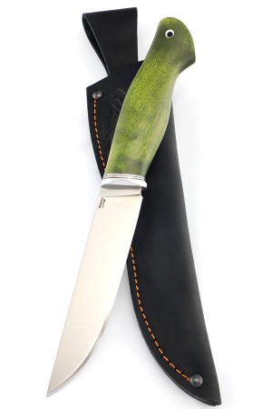 Нож Путник сталь кованая х12мф рукоять карельская береза зеленая