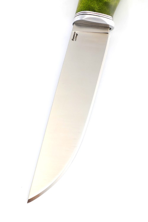 Нож Путник сталь кованая х12мф рукоять карельская береза зеленая 