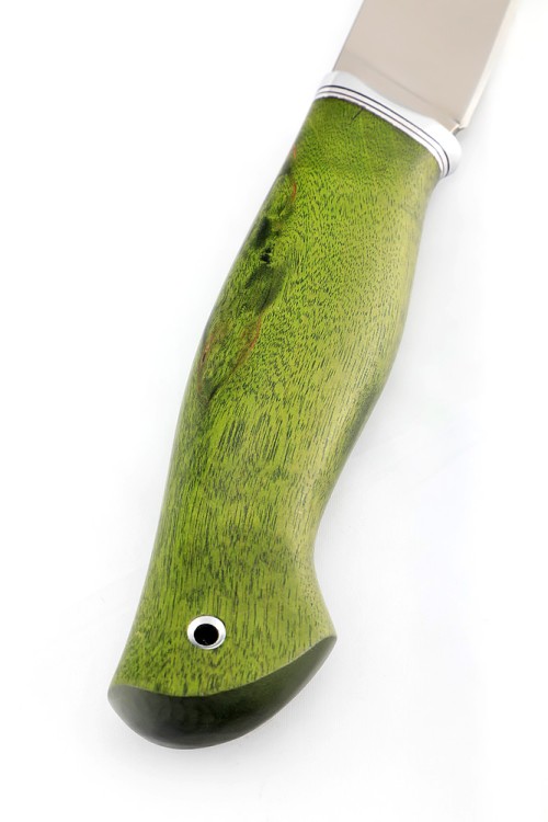 Нож Путник сталь кованая х12мф рукоять карельская береза зеленая 