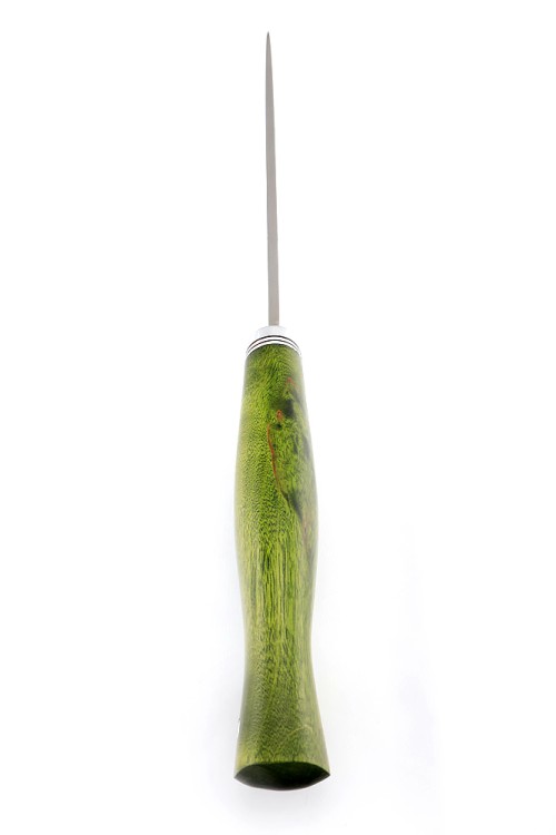 Нож Путник сталь кованая х12мф рукоять карельская береза зеленая 