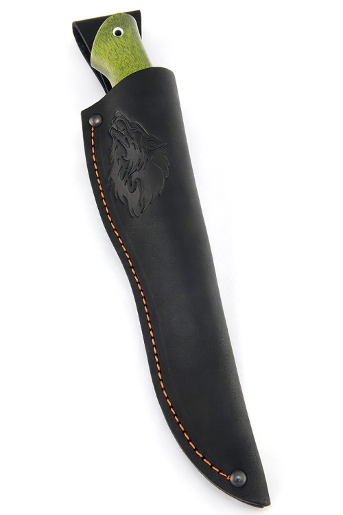 Нож Путник сталь кованая х12мф рукоять карельская береза зеленая 