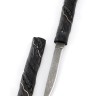Нож Дамский №3 дамаск черный граб инкрустация резьба деревянные ножны 