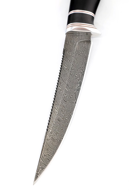 Нож Белуга сталь дамаск рукоять наборная черный граб 