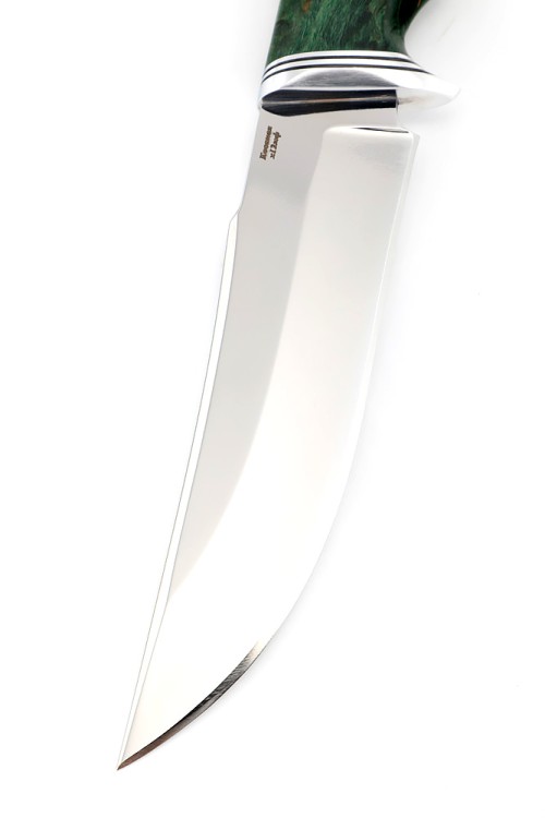 Нож Щучий кованая сталь х12мф рукоять карельская береза зеленая 