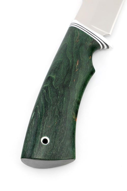 Нож Щучий кованая сталь х12мф рукоять карельская береза зеленая 