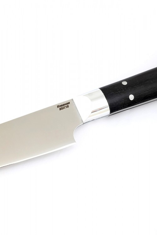 Нож Шеф Универсальный кованая сталь 95х18 рукоять черный граб цельнометаллический 