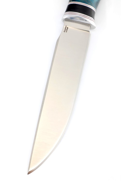 Нож Хищник сталь кованая х12мф рукоять карельская берёза синяя 