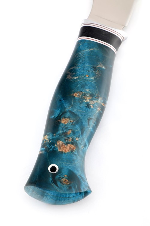 Нож Хищник сталь кованая х12мф рукоять карельская берёза синяя 