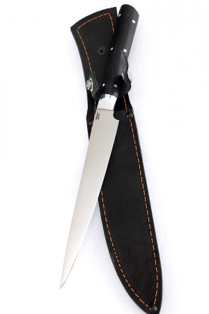 Нож Филейный кованая сталь 95х18 рукоять черный граб цельнометаллический