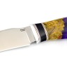 Нож Хищник сталь кованая х12мф рукоять кап клена желтый+акрил фиолетовый 