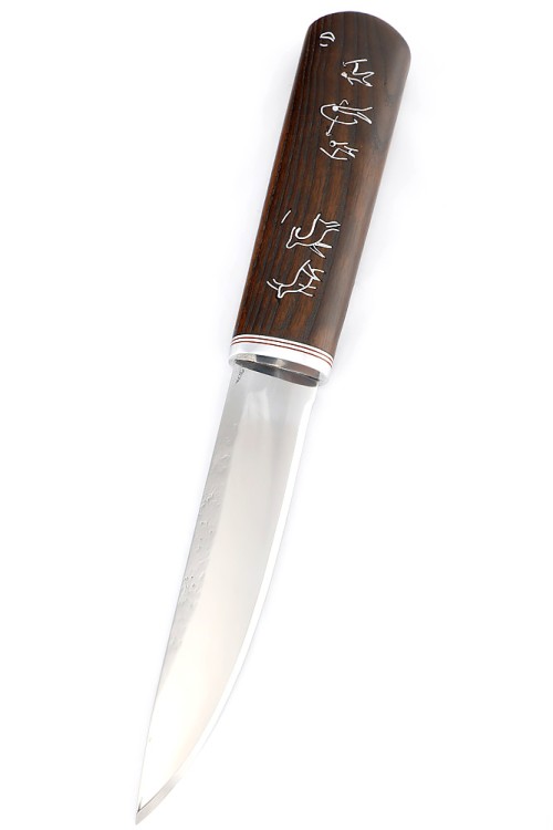 Нож Северный №2 сталь N690 кованый дол, рукоять ясень термоциклированный с инкрустацией 