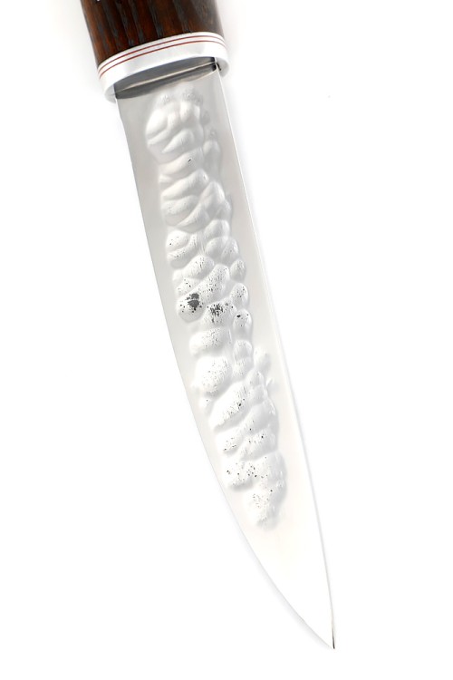 Нож Северный №2 сталь N690 кованый дол, рукоять ясень термоциклированный с инкрустацией 