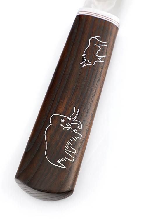 Нож Северный №2 сталь N690 кованый дол, рукоять ясень термоциклированный с инкрустацией 