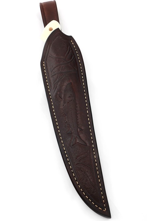 Нож Белуга сталь Elmax рукоять элфорин (скримшоу осётр) ФОРМОВАННЫЕ НОЖНЫ 