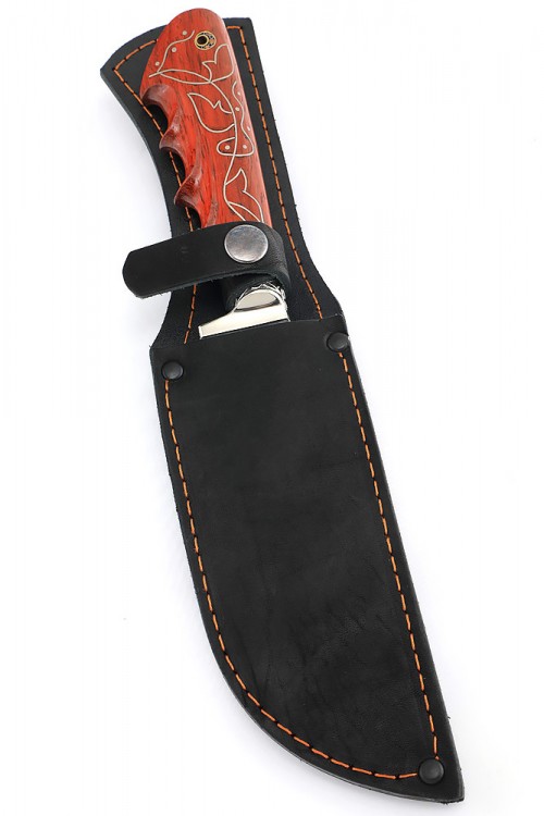 Нож Узбек-2 сталь кованая х12мф рукоять мельхиор падук с инкрустацией 