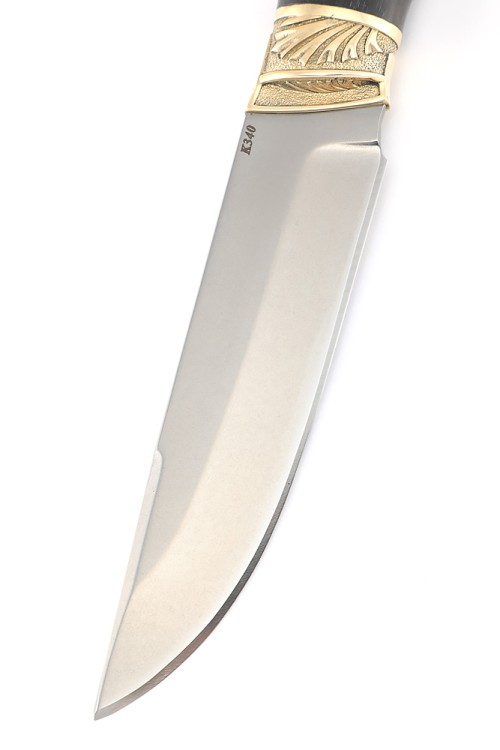 Нож Ястреб сталь К340 рукоять мельхиор черный граб 