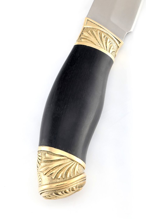 Нож Ястреб сталь К340 рукоять мельхиор черный граб 