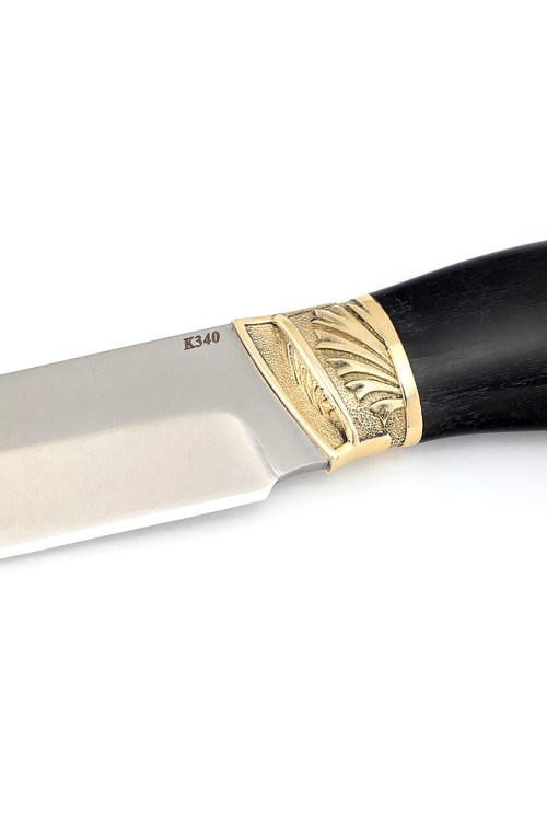 Нож Ястреб сталь К340 рукоять мельхиор черный граб 