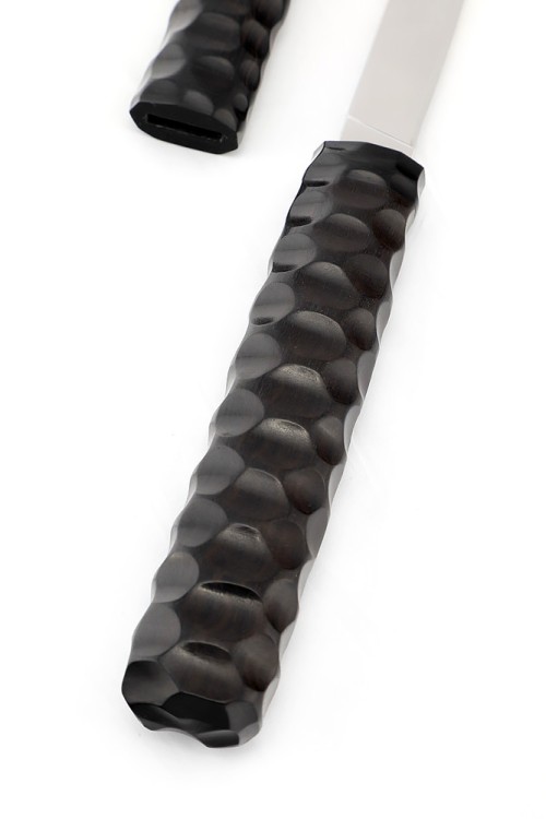 Нож Дамский сталь N690 черный граб резной деревянные ножны 