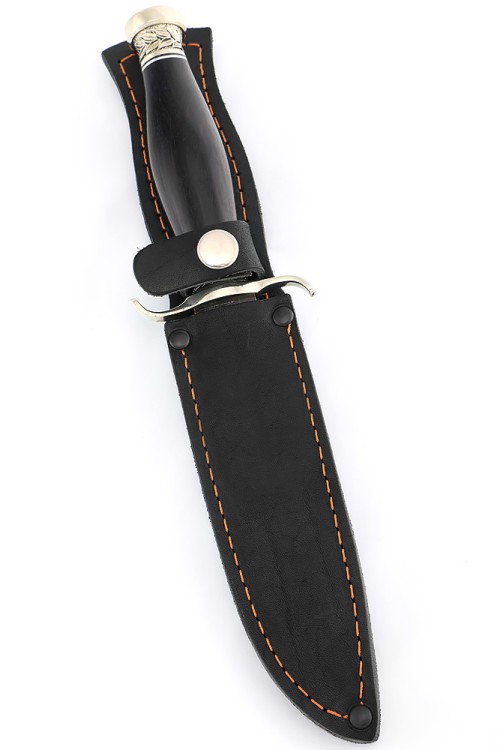 Нож Классика сталь D2 рукоять мельхиор, черный граб 