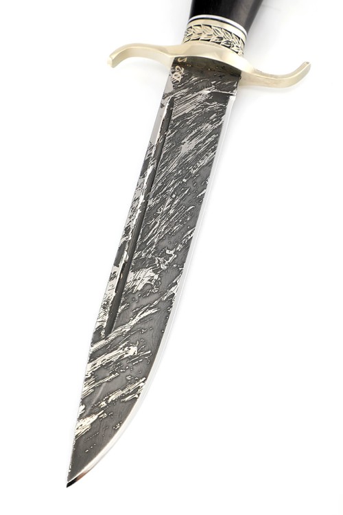 Нож Классика сталь D2 рукоять мельхиор, черный граб 