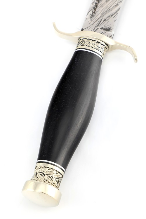 Нож Классика сталь D2 рукоять мельхиор, черный граб 