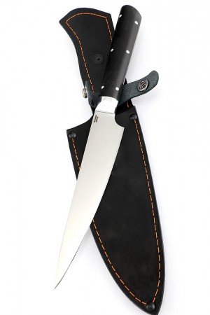 Нож Шеф-повар малый кованая сталь 95х18 черный граб цельнометаллический