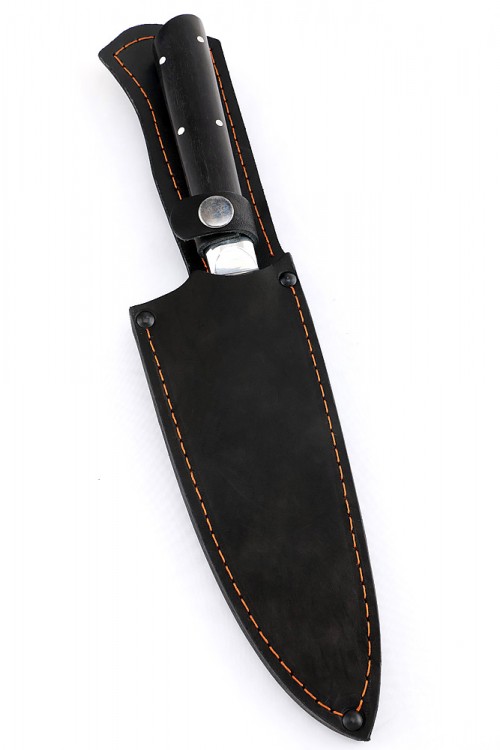 Нож Шеф-повар малый кованая сталь 95х18 черный граб цельнометаллический 