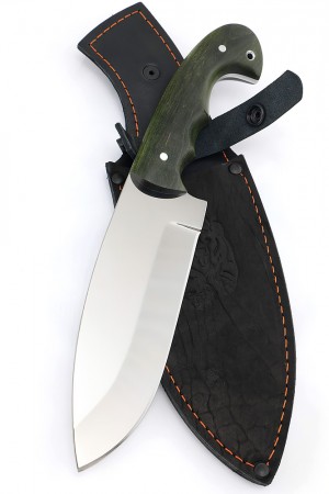 Нож Тунец сталь кованая 95Х18 цельнометаллический рукоять карельская береза зеленая