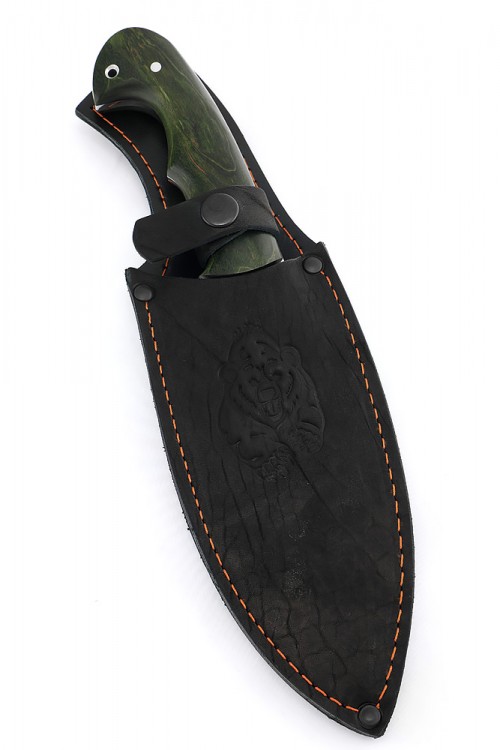 Нож Тунец сталь кованая 95Х18 цельнометаллический рукоять карельская береза зеленая 