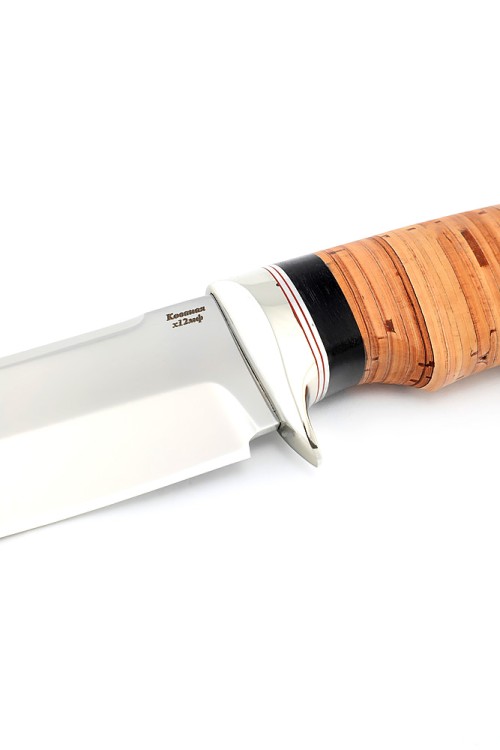 Нож Секач сталь кованая Х12МФ рукоять мельхиор береста 