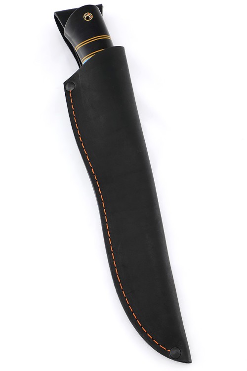 Нож Филейный средний сталь К340 рукоять наборная, вставка акрил синий, черный граб 