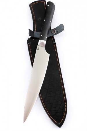 Нож Шеф-повар средний кованая сталь 95х18 рукоять черный граб цельнометаллический