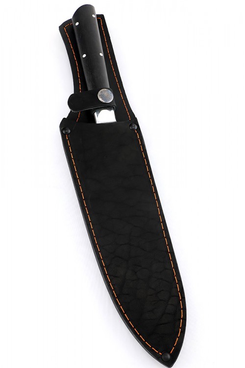 Нож Шеф-повар средний кованая сталь 95х18 рукоять черный граб цельнометаллический 