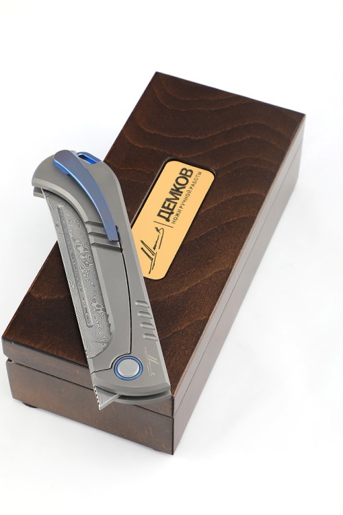 Складной Узбекский нож Пчак сталь нержавеющий дамаск рукоять титан 