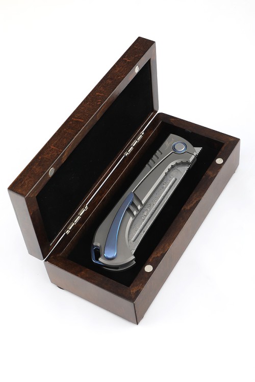 Складной Узбекский нож Пчак сталь нержавеющий дамаск рукоять титан 