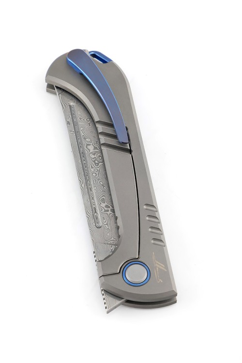 Складной Узбекский нож Пчак сталь нержавеющий дамаск рукоять титан 