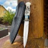 Нож Перо Elmax стабилизированный зуб мамонта элфорин (скримшоу) формованные ножны 