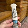 Нож Перо Elmax стабилизированный зуб мамонта элфорин (скримшоу) формованные ножны 